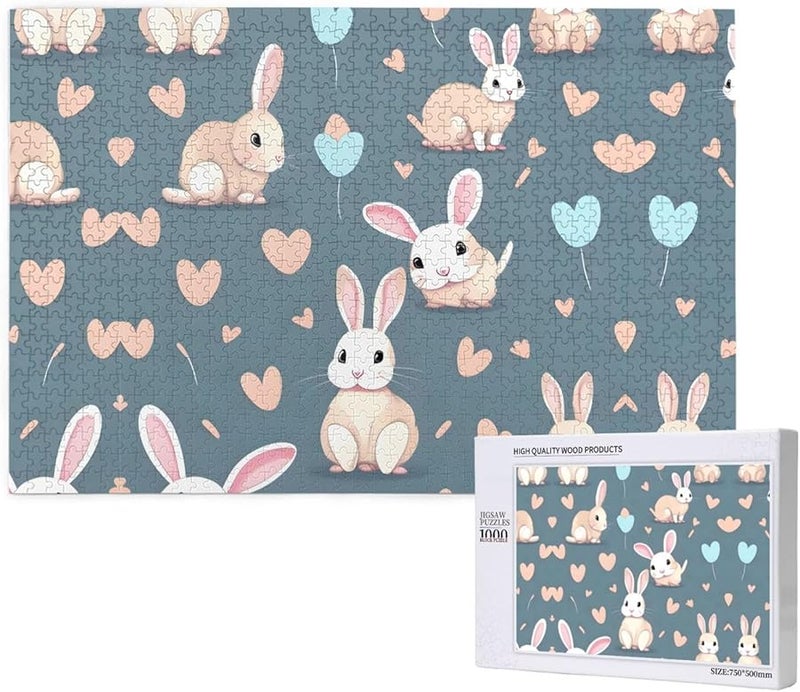 Phayah 1000 قطعة لغز أرنب لطيف للبالغين ديكور المنزل 29.5 × 19.7 بوصة - Image 1